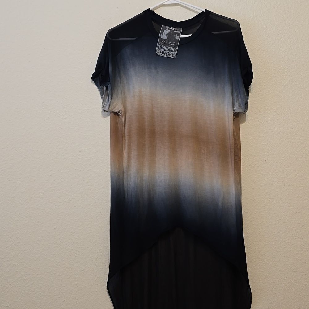 YOUNG FABULOUS AND BROKE  HIGH/LOW SHEER TOP S